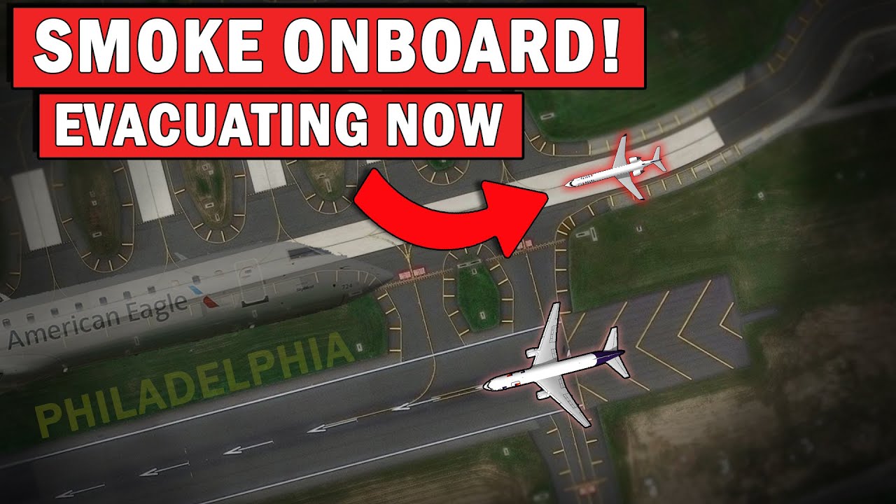 SMOKE ONBOARD Just Before Takeoff | Emergency Evacuation at Philadelphia