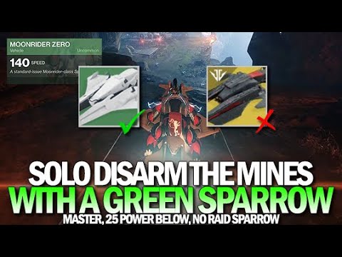 Solo Disarm The Mines w/ A Green Sparrow, -25 Power Level & Master Difficulty [Destiny 2]
