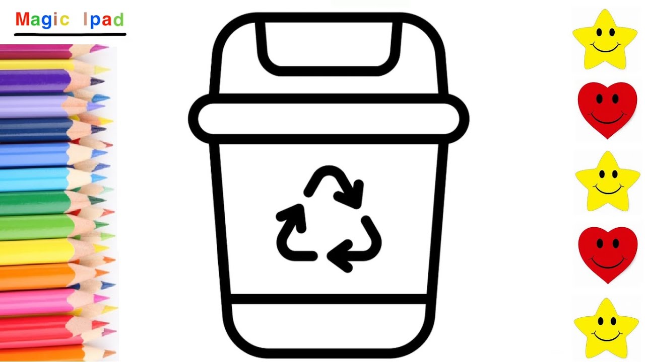 Como dibujar una PAPELERA DE RECICLAJE | dibujos para niños ??? How to draw a RECYCLING BOX | kids