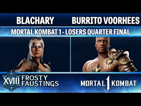 Frosty Faustings XVIII LOSERS QUARTER FINAL - Blachary (Sindel) vs Burrito Voorhees (Geras) - MK1