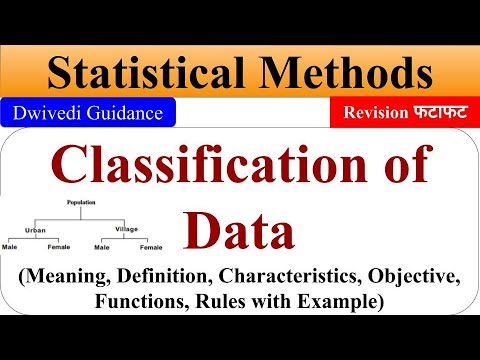 Classification of data, objective of classification, Requisite of classification,statistical methods