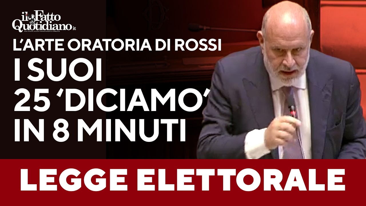 L'arte oratoria del relatore della legge elettorale. Angelo Rossi (Fdi) e i suoi 25 “diciamo”