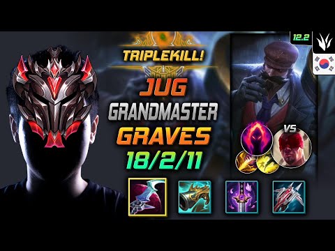 GrandMaster Graves Jungle vs Lee Sin - 천상계 정글 그레이브즈 월식 수확 - LOL KR 12.2