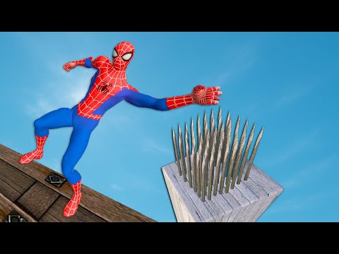 Spider Man Ragdoll Chaos! Epic Spike Trap Fails & Euphoria Moments