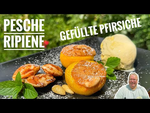 #694: Pesche Ripiene - gefüllte Pfirsiche mit Vanilleeis - wunderbares Dessert aus Italien