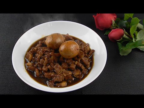 Porc caramélisé aux oeufs - recette chinoise succulente et facile.