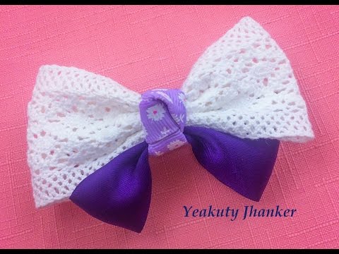Quick and simple Butterfly Bow with satin ribbon and cotton lace