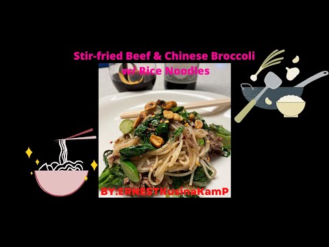 Stir-fried Beef and Chinese Broccoli with Rice...