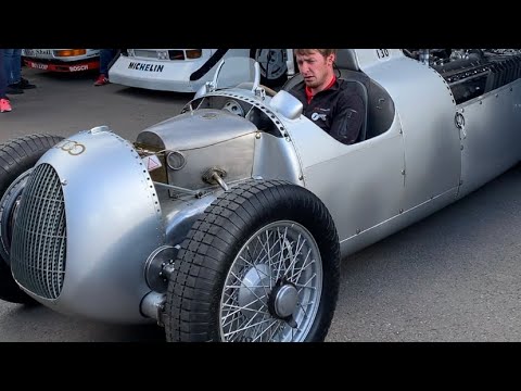 Auto Union C-Type V-16 Engine 1936 At Goodwood Festival Of Speed 2022 Revving And Warming Up