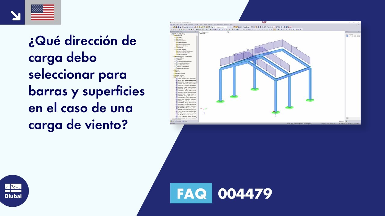 [EN] FAQ 004479 | ¿Qué dirección de carga debo seleccionar para barras y superficies en el caso de una carga de viento?