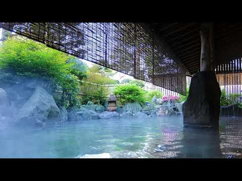 Japanese Hot Springs on a Rainy Day | Rain Sounds for Relax, Sleep, Work