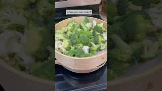 Meal prep 3 veggies at once with the Always Pan and Bamboo Steamers by Our Place!