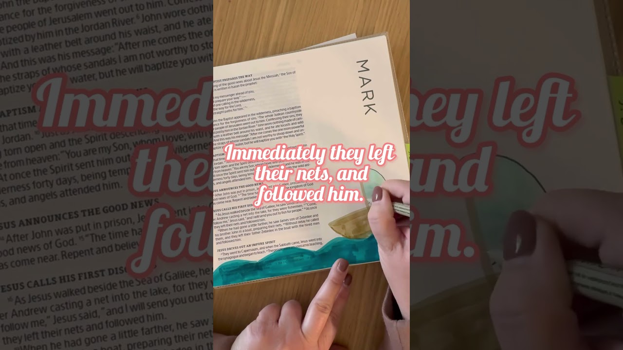 Bible Art Journal With | Mark 1:16-20 | #biblejournaling #bibleart