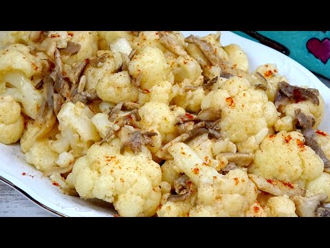 COLIFLOR SALTEADAS CON SETAS, Receta Saludable, Económica y Fácil😋SAUTÉED CAULIFLOWER
