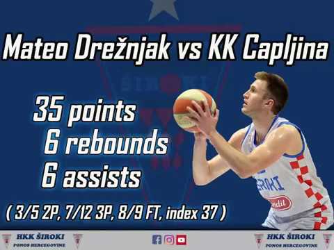 Mateo Drežnjak 35p, 6a, 6r vs KK Čapljina