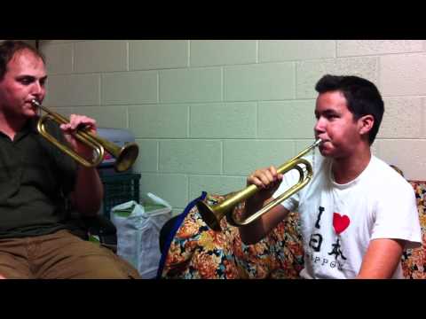 Learning how to play "Reveille" on the Bugle