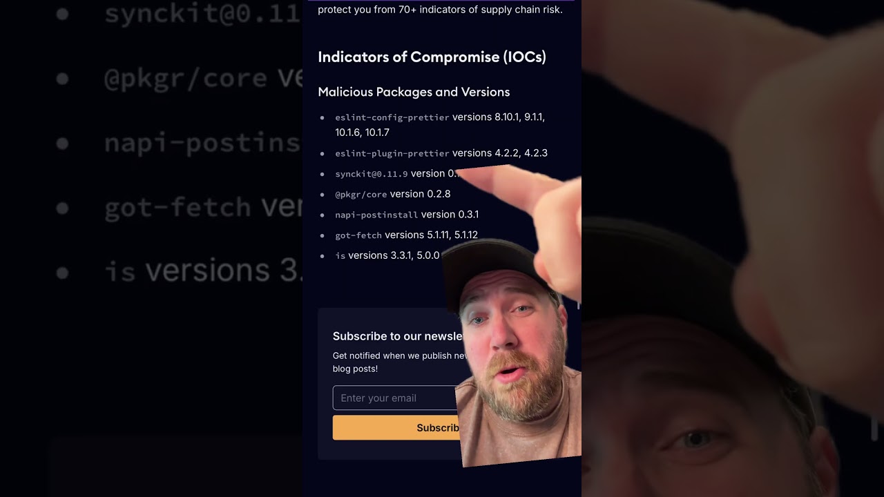 npm packages hacked. Malware snuck in.
