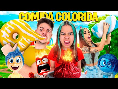 24 HORAS COMENDO COMIDAS APENAS DA COR DA SUA EMOÇÃO DO DIVERTIDAMENTE!
