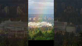 Grand Princess sails through rainbow in Vancouver