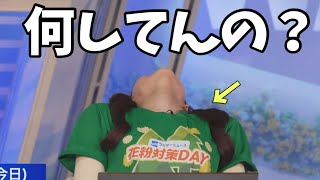 胸の文字を見せたいあまり頑張りすぎてしまうお天気お姉さんw【小林李衣奈】のけぞりすぎ