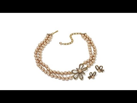 Heidi Daus "Bow Advice" Beaded Necklace and Earrings Set