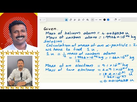 Calculate the mass of an -particle in atomic mass unit (u). Given, Mass of a normal helium atom = 4·