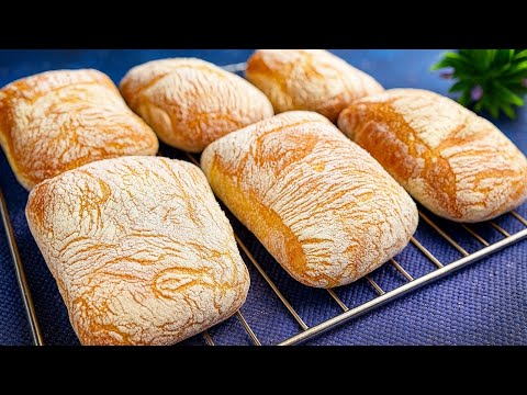 CIABATTA Brot:  3 Tassen❗Italienisches Brot❗Flüssiger Teig, schnell und einfach.