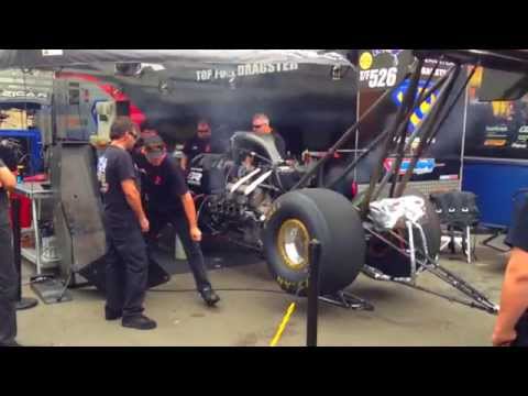Top Fuel Dragster start up in pits at Sydney Dragway