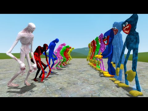 SCP-096 THE SHY GUY ALL COLORS VS HUGGY WUGGYS!! Garry's Mod Sandbox