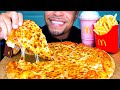 ASMR Little Caesars Pizza McDonalds Fries Strawberry Milkshake Mukbang BIG BITES Eating Show Jerry