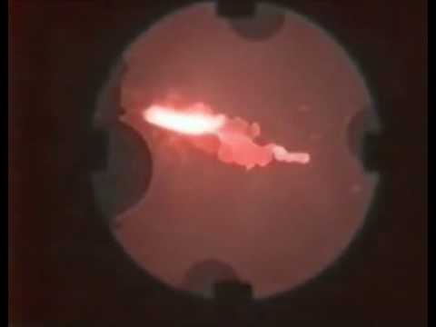 Churning molten pool of uranium oxide at 2000°C