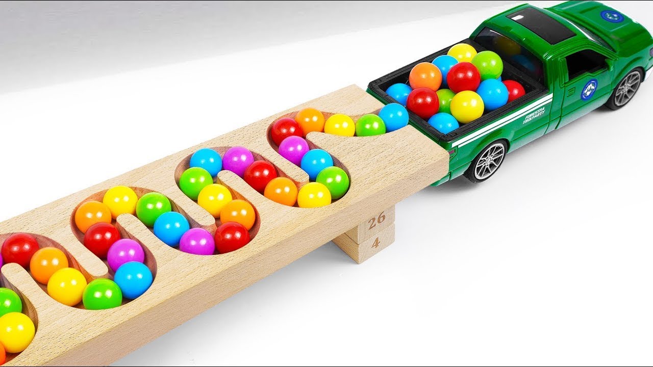 Marble Run ASMR Race ☆ HABA Slope & Dump Truck Excavator Ambulance Forklift Garbage Truck Tractors