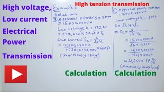 Power transmission at high voltage, low current