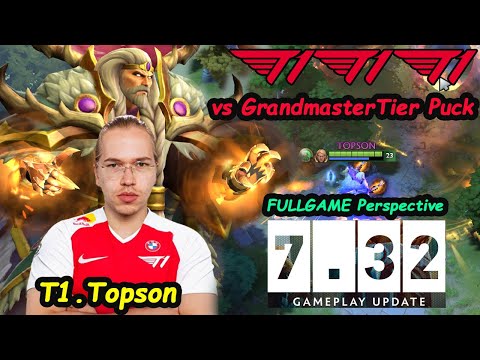 T1.Topson Invoker Signature vs Grandmaster Tier Puck New Patch 7.32 Dota 2 Perspective Fullgame