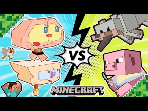 Capa de Mongo e Drongo e os Animais da fazenda em Minecraft! 🐮🐷🐺