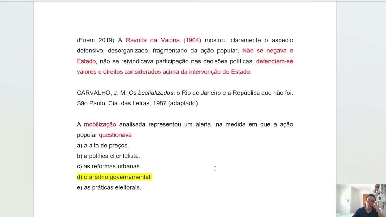 Questões Enem - 1ª República - Política e Movimentos sociais