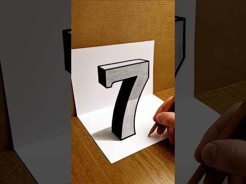 Amazing 3D Trick Number (7) Real Illusion on Paper 😱 #shorts #drawing #trick #magic #art #draw #fyp