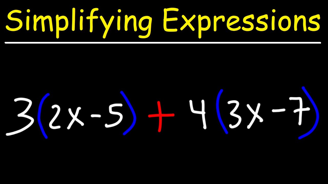 Simplifying Algebraic Expressions by Combining Like Terms - Distributive Property - GED Math