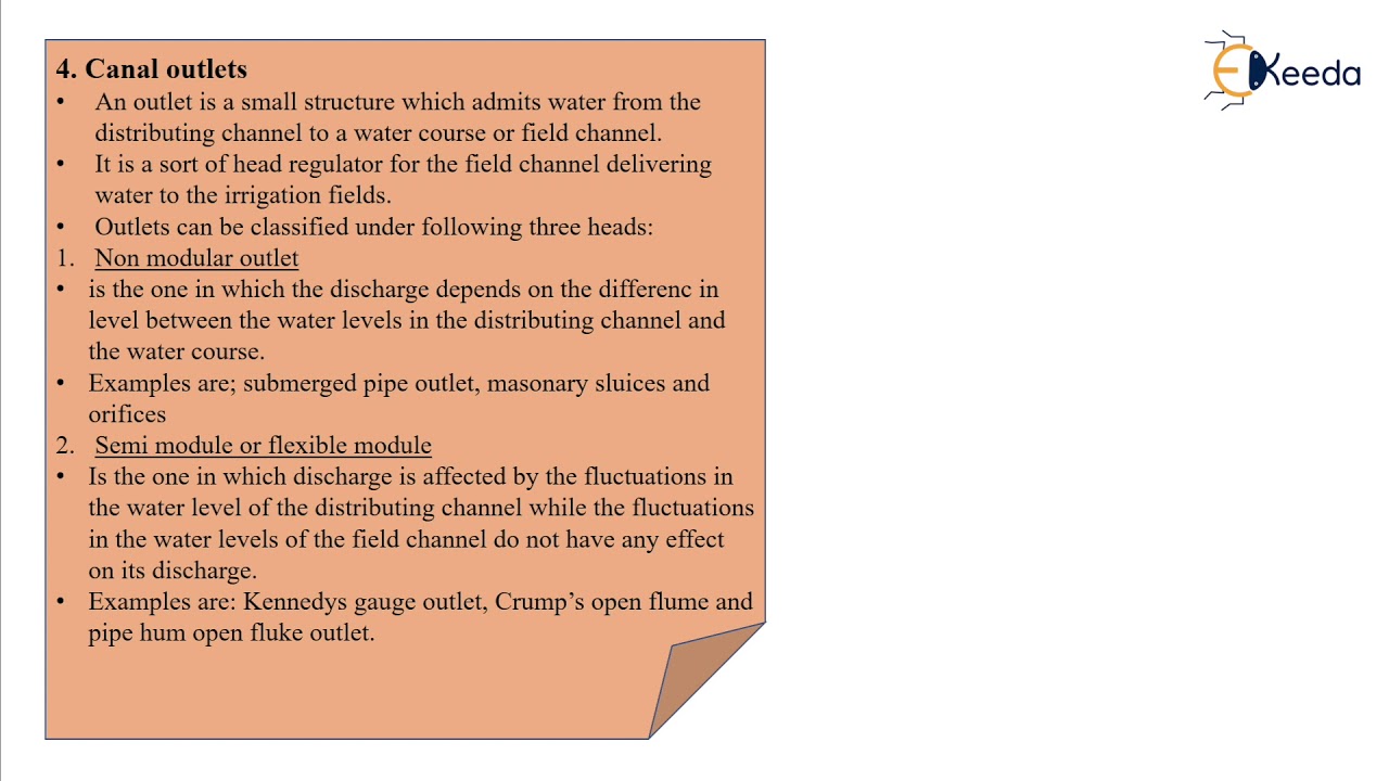 Canal Outlets It's Types - Canal Structures - Water Resource Engineering 2