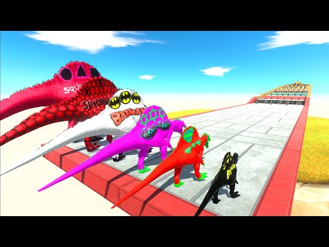 Color Different Size Carnivorous Dinosaurs Race Climbing - Animal Revolt Battle Simulator