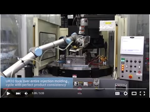 Štvornásobne zvýšenie produktivity injekčného vstrekolisu vďaka Universal Robots