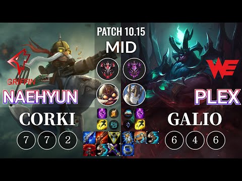 GRF Naehyun Corki vs WE Plex Galio Mid - KR Patch 10.15