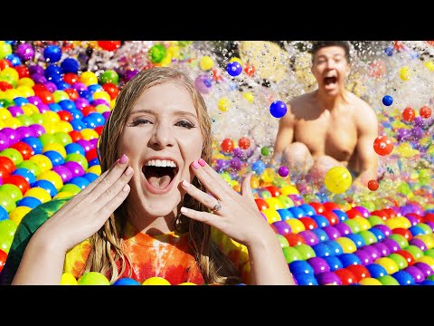 I Spent 24 Hours in a BALL PIT Pool! - Challenge