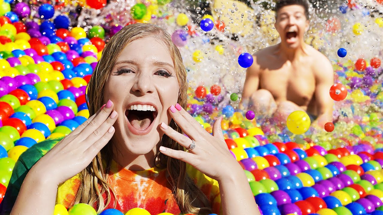 I Spent 24 Hours in a BALL PIT Pool! - Challenge