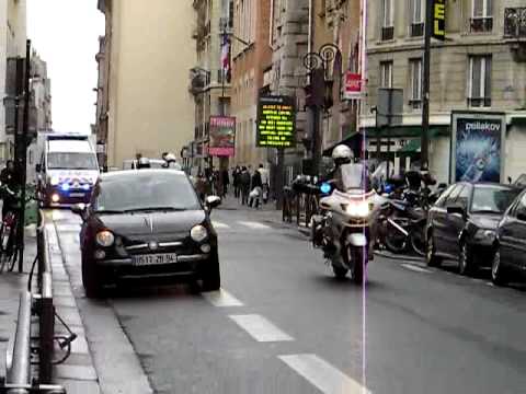 Paris Police Motorcycles Escort SAMU Ambulance