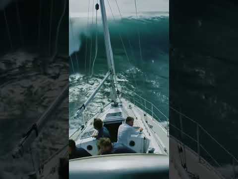 Sailboat vs Colossal Rogue Wave 🌊⛵ Survival Against Nature’s Fury #sailboat #boat #yachtlife