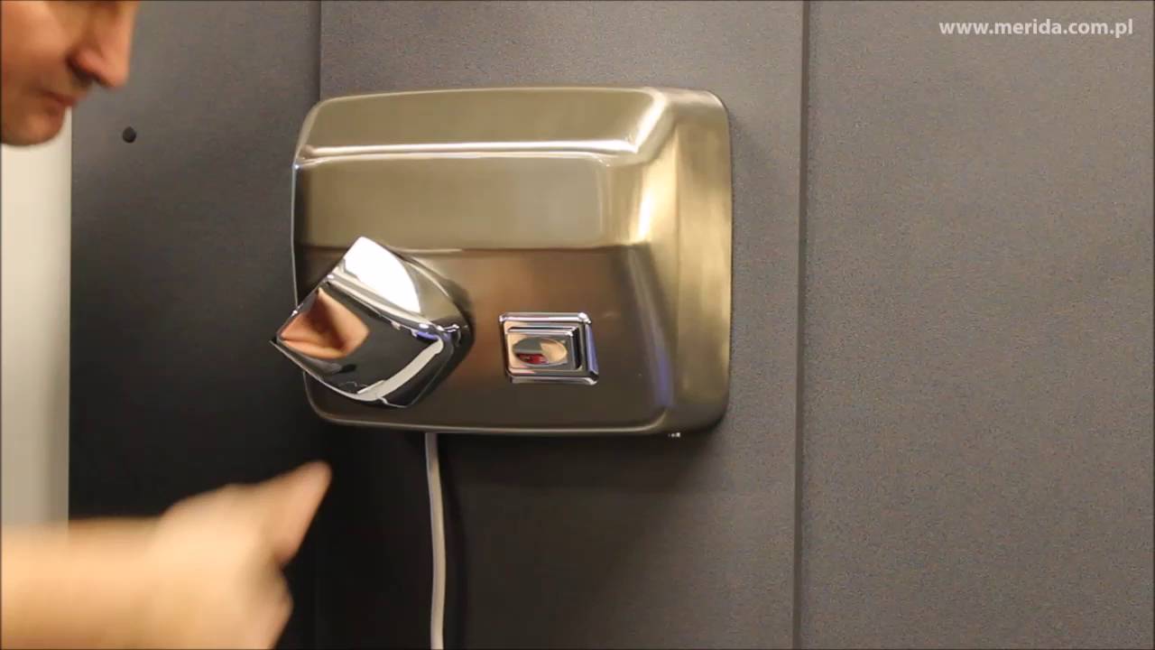 STARFLOW PLUS bright steel hand dryer with a push button