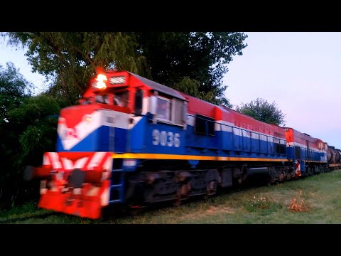 [4K] Tren cargado de NCA con destino a Rosario pasando por Marcos Juárez al amanecer!!!!!!