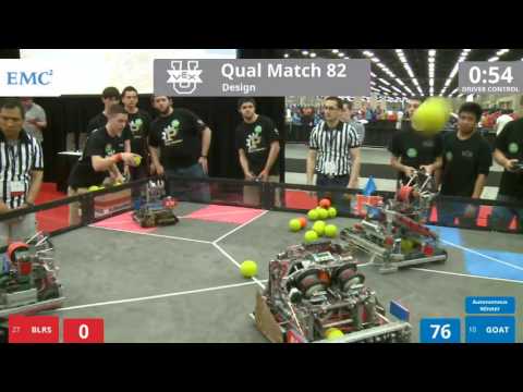 VEX Worlds 2016 - VEX U - Design - Qual 82 (BLRS) 135 vs 240 (GOAT)