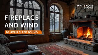 Fireplace and Wind - 10 Hours Sleep Sound - Black Screen